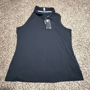 Under Armour Womens Zinger Sleeveless Golf Polo Shirt Black HeatGear XL New